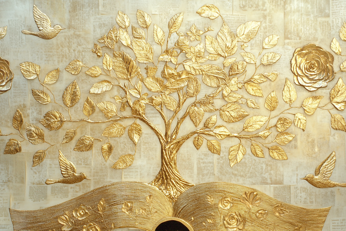 Gold tree of life relief